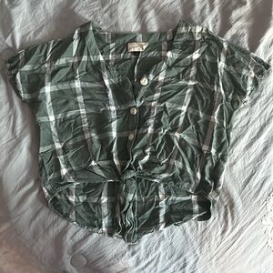 Green plaid blouse